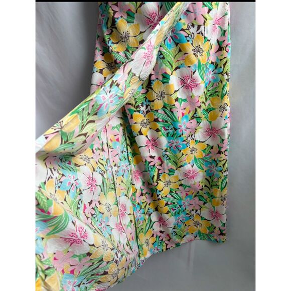 Vintage Big Dogs Wrap Midi Skirt Size M Retro Floral Tropical Long Feminine Cute - Picture 4 of 11